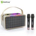 Portable wireless speaker with 2 microphones, karaoke machine,40W high volume,knob buttons,RGB lights,supports BT,USB,AUX,TF,MIC