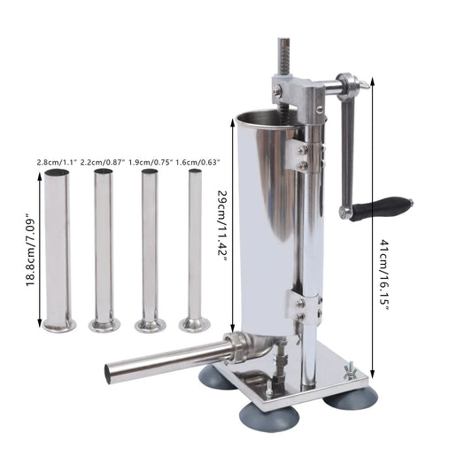 Vertical Manual Sausage Stuffer Machine, Stainless Steel Maker Filling Filler Meat Tools
