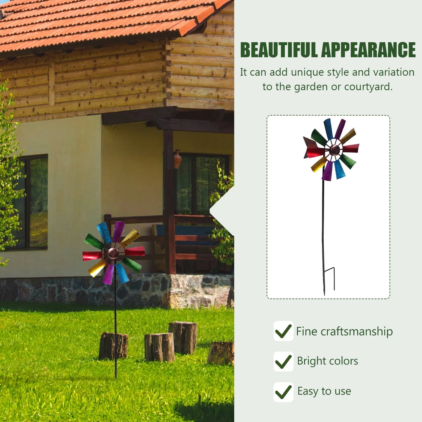Metal Windmill Decor Iron Art Garden nament Windmill Statue Decorative Spinners Outdoor Pinwheel Sculpture Garden Supplies Yard