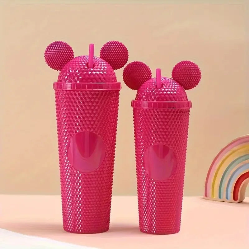 LUSQI 2pcs Water Bottles With Studded Mouse Ear Dome Lids Large And Small Water Cups Summer Winter Drinkware With Straws | AlluCanFind