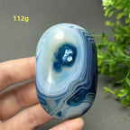Natural Blue Agate Palm Play Healing Spiritual Meditation Chakra Witchcraft Prayer Energy Feng Shui Home Decor Gift