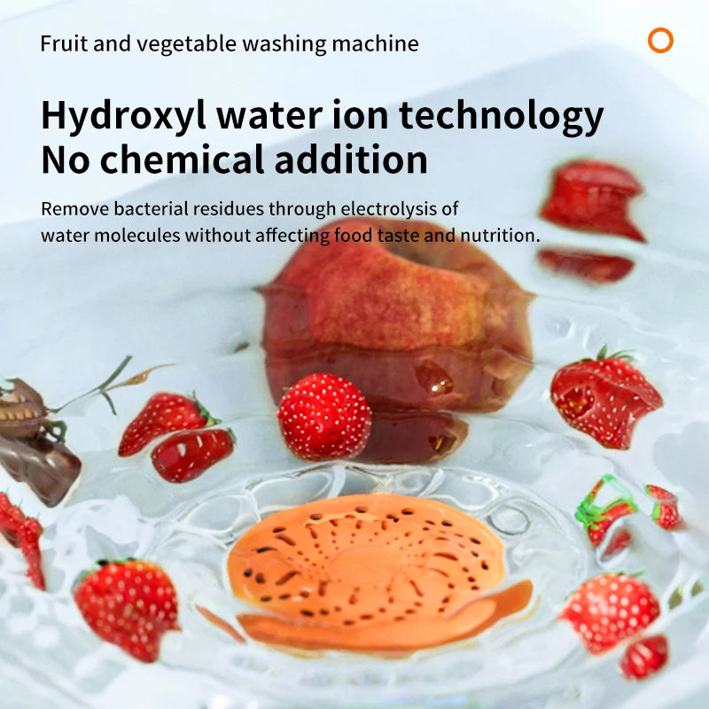 Fruit and Vegetable Washing Machine IPX7 Purifier with Wireless Charging & OH-ion Purification Technology for Vegetables