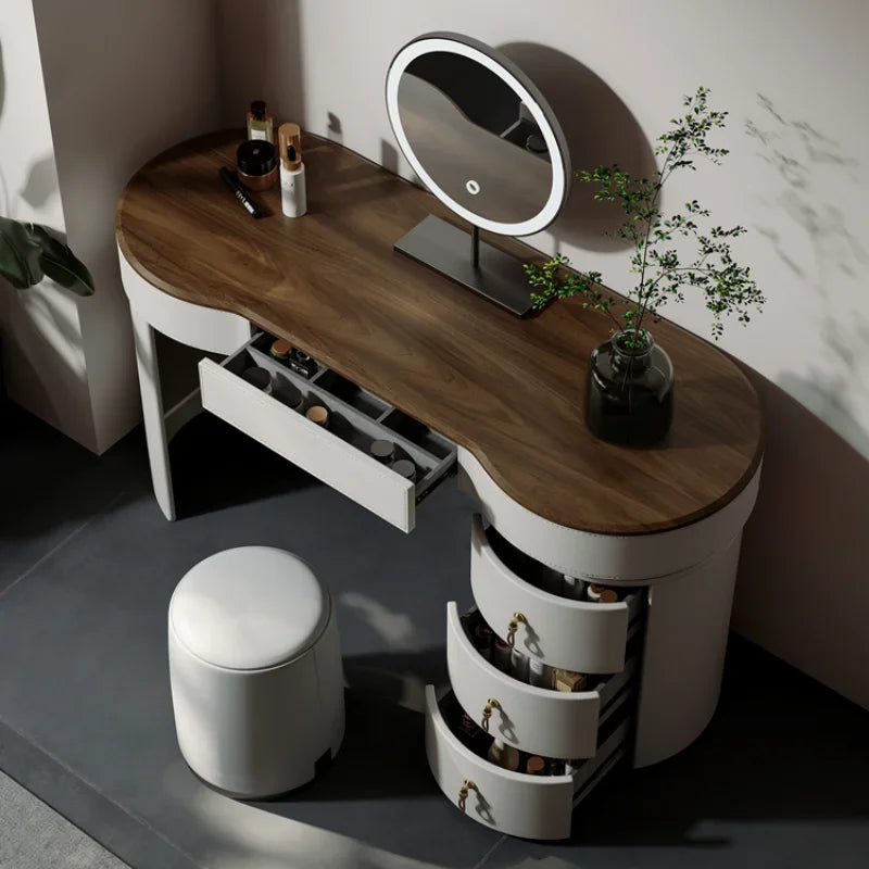 Girls Baby Mirror Dresser Table Sets Waterprrof Nordic Storage Dressing Table Wood Women Coiffeuse De Chambre Bedroom Furniture
