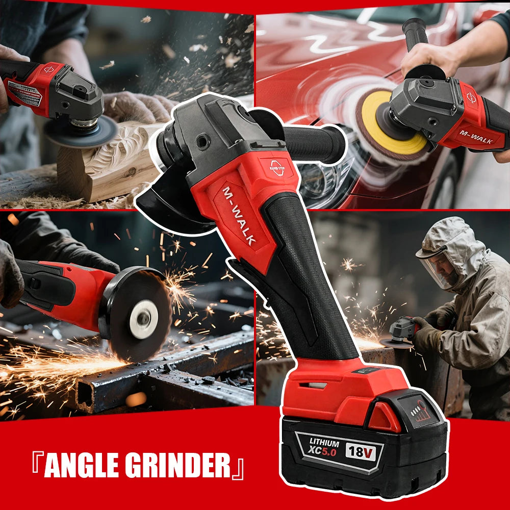 M-WALK 8500RPM High Speed Brushless Angle Grinder 100/125mm With Safety Guard Electric Power Tools For Milwaukee 18V Battery Pin