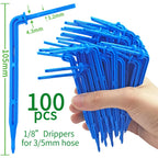 50-1000pcs Greenhouse 3/5m Hose Drip Irrigation Drippers 1/8'' Bending Arrow Emitters Garden Potted Micro Watering System