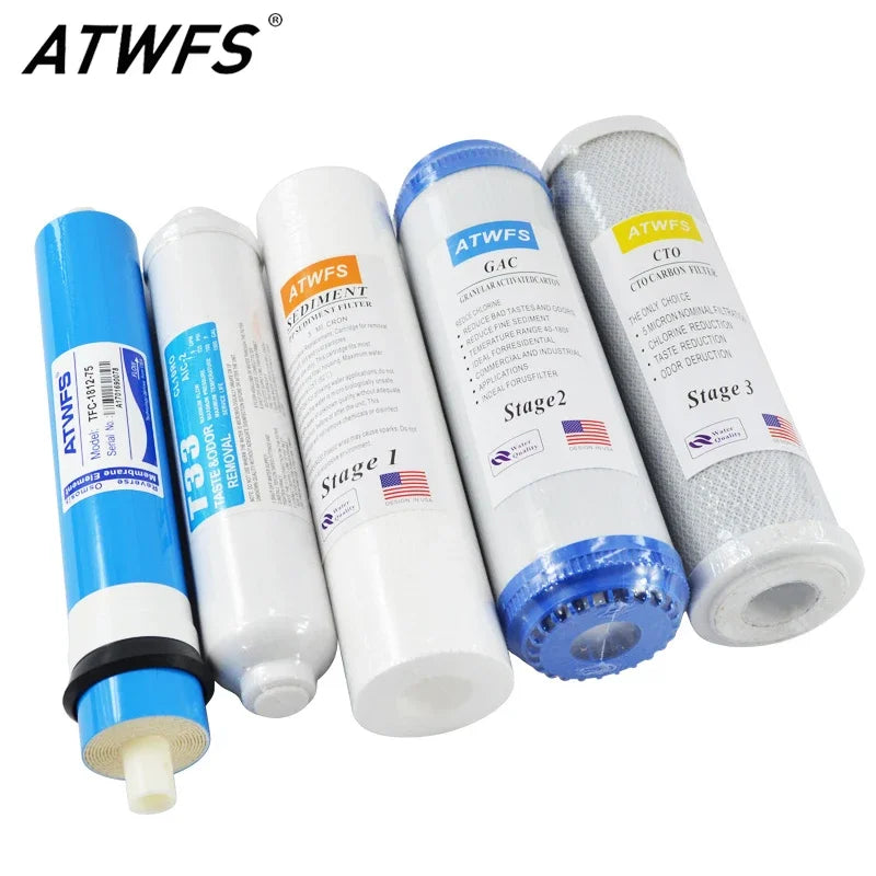 5 Stage Reverse Osmosis RO Water Filters Replacement Set with Water Fi