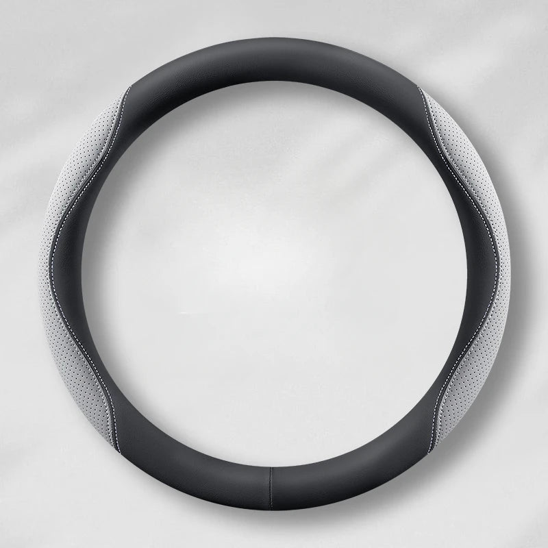 PU Leather and Mesh Car Steering Wheel Cover, Comfortable and Breathable, Keeps Cool in Summer and Warm in Winter