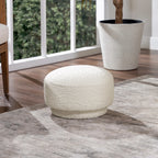 15" Mushroom Footstool Ottoman, Ivory White Boucle Stool