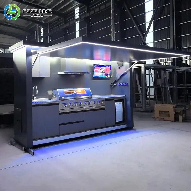 Bbq Outdoor Kitchen Cabinet Outdoor Barbecue Grill Kitchen Container Outdoor Kitchen Pod with Bbq Customized