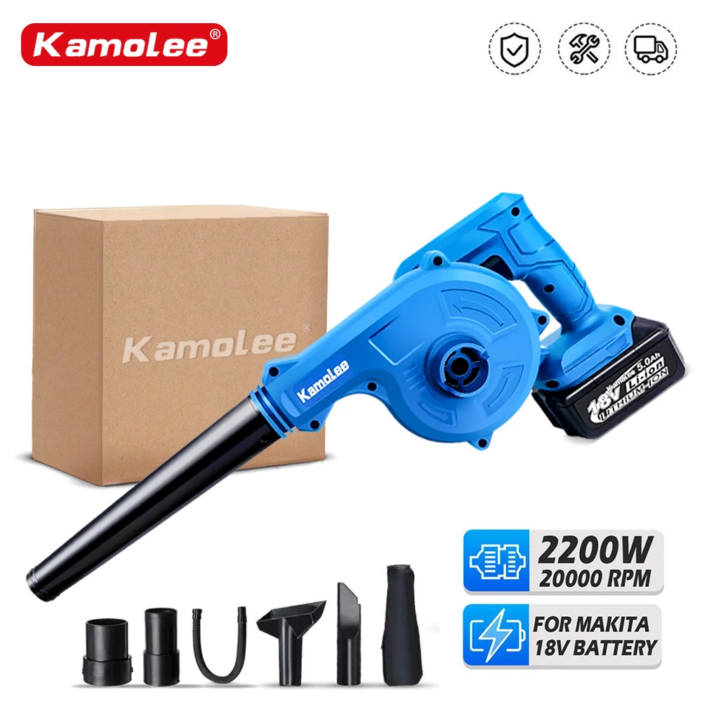 Kamolee Household Electric Leaf Blower 2 in 1 Vacuum Cleaner for Blowing Dust Computer Dust Cleaning Blower 18V-21V Power Tools