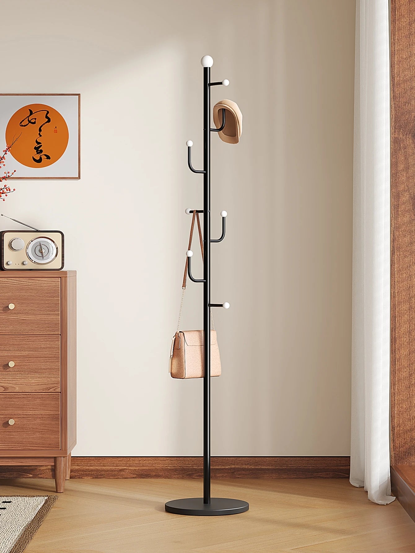 Medieval Windbreaker Hat Rack Floor-Standing Room Bedroom Home Simple Ins Living Room Clothes Hanger Storage Coat Rack