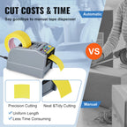 VEVOR ZCUT-9 Automatic Tape Cutting Machine Paper Slitting Dispenser 6-60mm Adhesive Electric Tape Cutter for Product Packaging