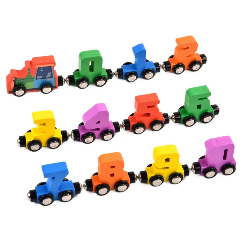Wooden Magnetic Number Train Toys Montessori Educational Toy Train Kit Early Cognition Learning Teaching Sets For Toddlers