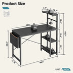 Gaming Desk With Led Lights, 44 H Pc Gamer Desk For Small Spaces, Computer Desk With Reversible Storage Shelves & Side Storage