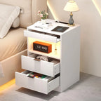 Night Stand, Bedside Table, LED Nightstand with Charging Station, Modern Night Stand, Wood Sofa Couch End Side Table