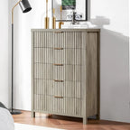 5 Drawers Dresser for Bedroom, 44 Inches Tall Modern Bedroom Dressers, Chest of Drawers for Bedroom, Fluted Dresser for Closet O