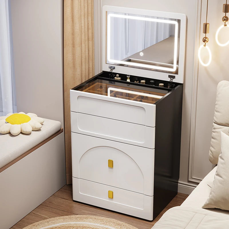 Cream wind flip dresser bedroom simple modern small apartment 60cm Internet celebrity 50 bedside table integrated makeup table