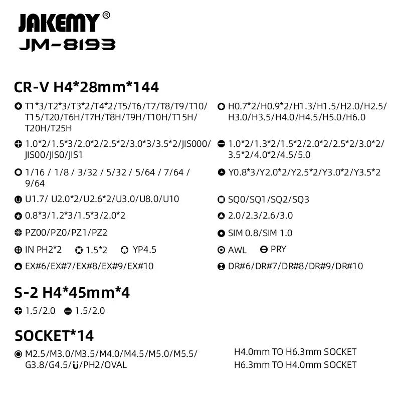 JAKEMY JM-8193 180-in-1 Electric Mini Precision Screwdriver Toolkit Multifunctional for Repair Phone Camera Mini Electronics