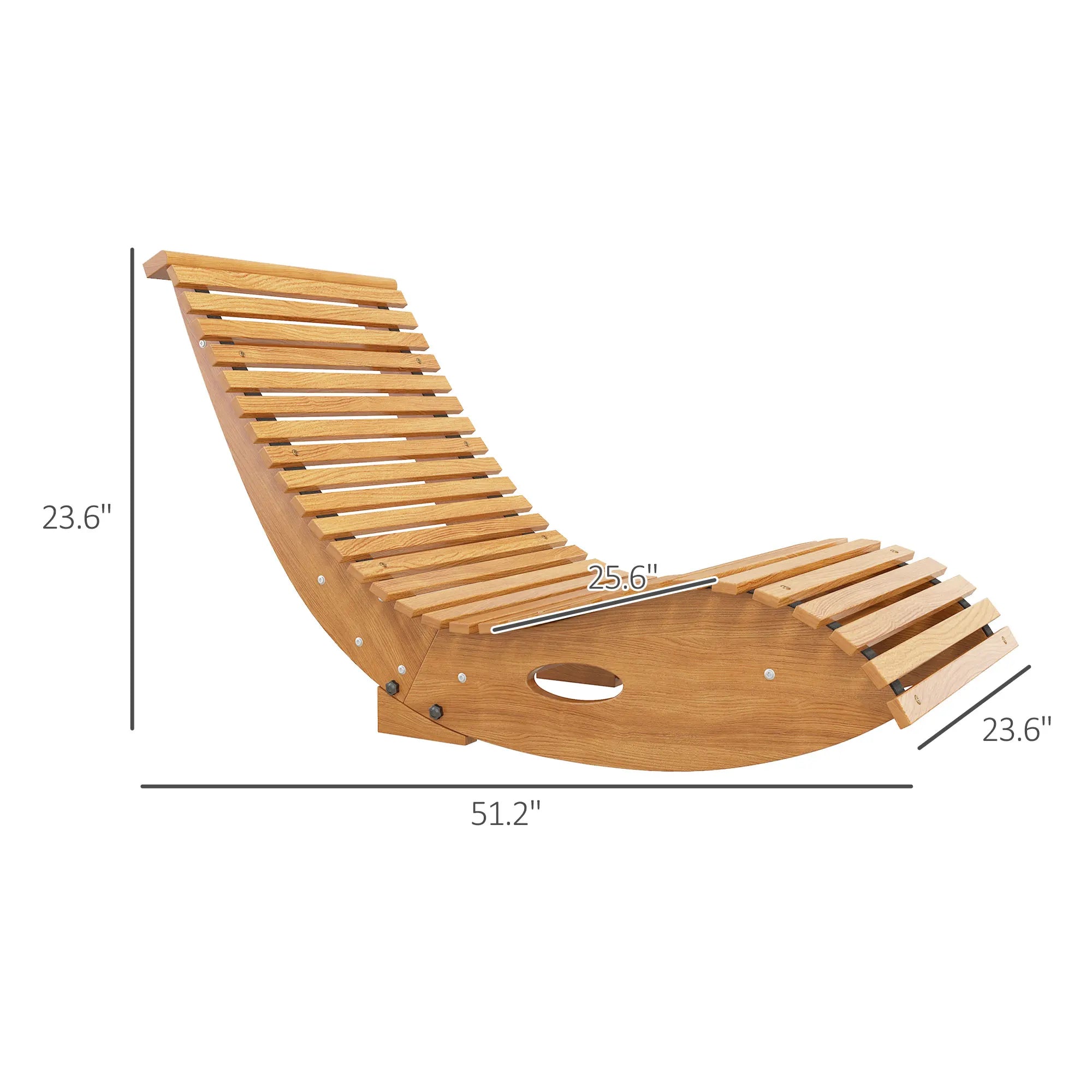 Outsunny Outdoor Rocking Chair W/ Slatted Seat, Wooden Rocking Chair, Teak