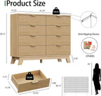 Fluted Dresser for Bedroom with 8 Drawers, 48" Wide Modern Chest of Drawers with Metal Handle, Wooden Dresser TV Stand, Wood