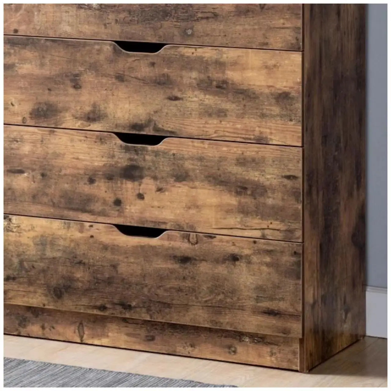 5 Drawer Bedroom Chest Dresser Brown Distressed Wood Cabinet