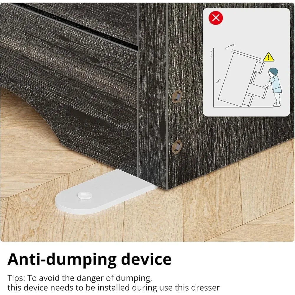 Dresser for Bedroom with Charging Station, TV Stand Storage Chest of Drawers for Living Room Hallway Entryway,