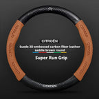 For Citroen C1 C2 C3 C4 C5 C6 VTS Xsara C-Crosser Berlingo Jumpy Carbon fiber Suede Car Steering Wheel Cover Auto Accessories