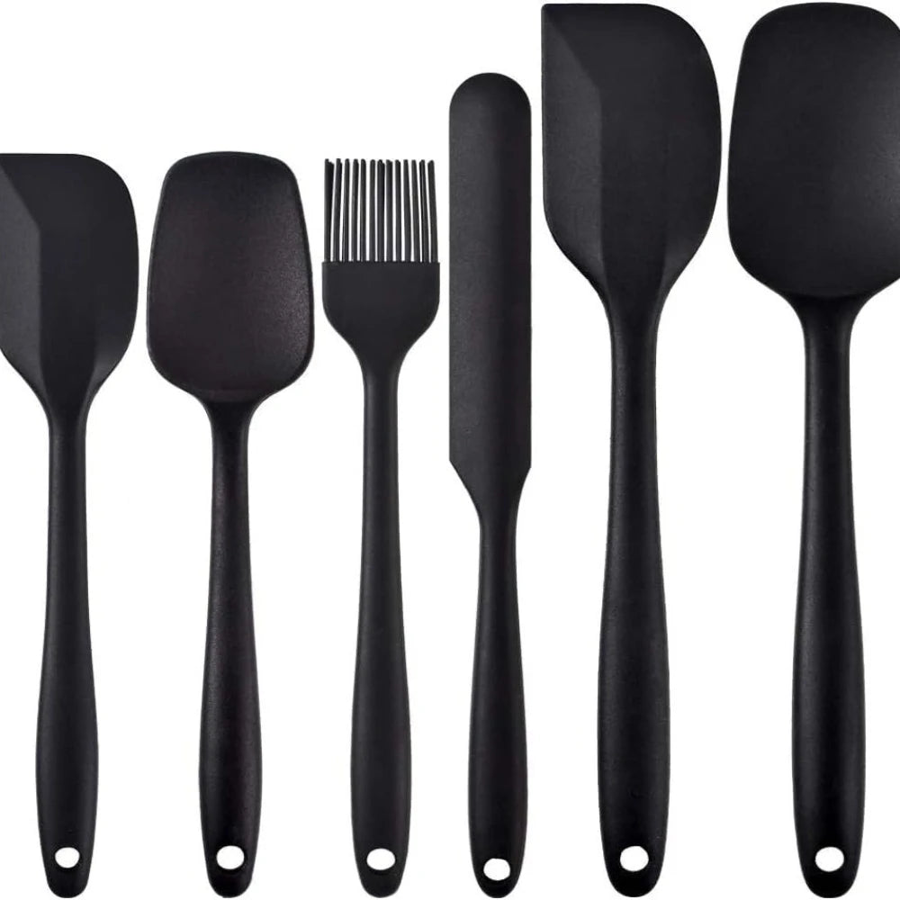 Silicone Kitchenware 6-piece Set, Cream  Scraper, Spatula, Oil Brush, Size Scraper Set Baking Tool，Non-integrated Hand
