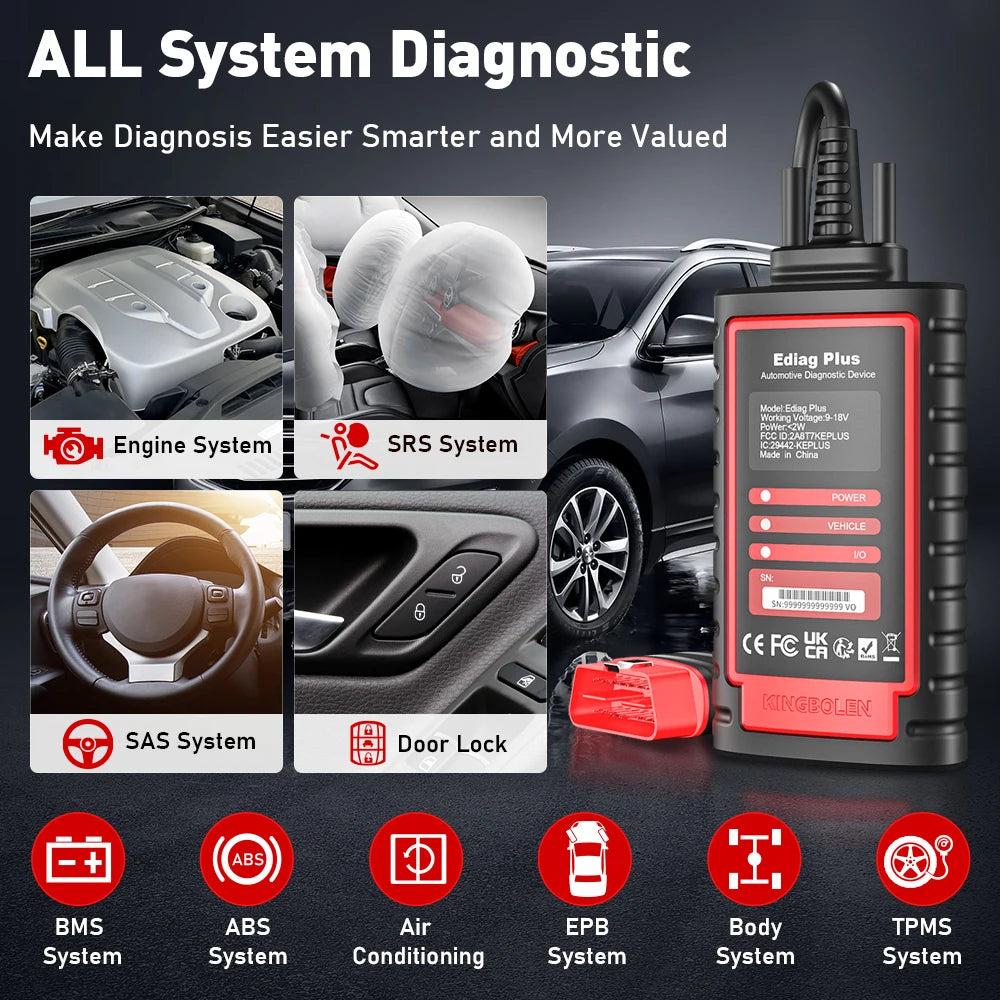 KINGBOLEN Ediag Plus OBD2 Scanner CANFD Protocol ECU Coding Bidirectional Control ALL software Free Update Auto Diagnostic tool