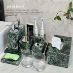 Luxury Marble Bath Set: Shampoo Bottles, Tray & Canister Organizer, Natural Stone Accessories for Home & Hotel Bathroom Decor