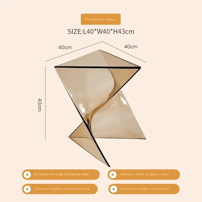 Acrylic Living Room Transparent Geometric Coffee Table Small Unit Minimalist Bedside Table Designer Lightning Corner Table