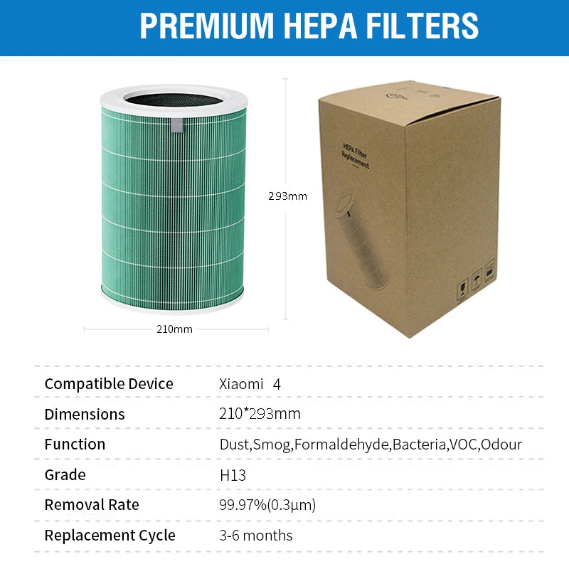 H13 Replacement Xiaomi Hepa Filter 4 for Xiaomi Air Purifier 4 Filter Xiaomi Activated Carbon Filter 4