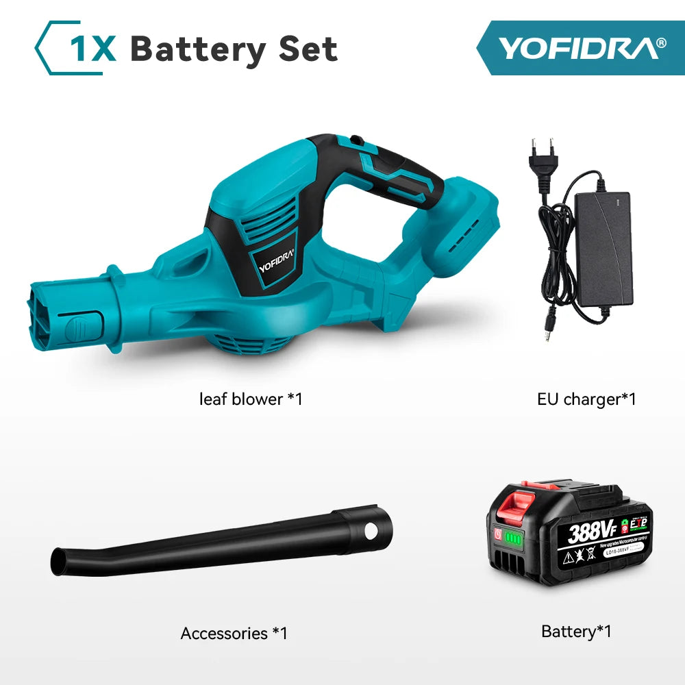 Yofidra Cordless Electric Blower with 1/2 Battery Leaf Blower Snow Dust Blower Garden Power Tool For Makita 18V Battery Pin