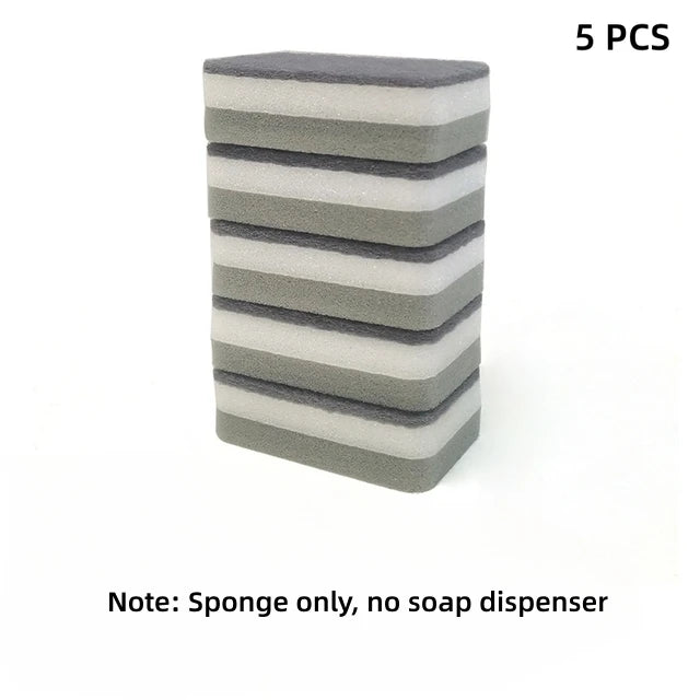 Manual Liquid Soap Dispenser Dish Soap Dispenser with Sponge Holder Press Type Cleaning Liquid Container Kitchen Accessories