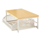 Hardwood Shelf Organizer Kitchen Storage Rack Kitchen Countertop Organizer with Drawer Wire Basket Double-tier for Coffee