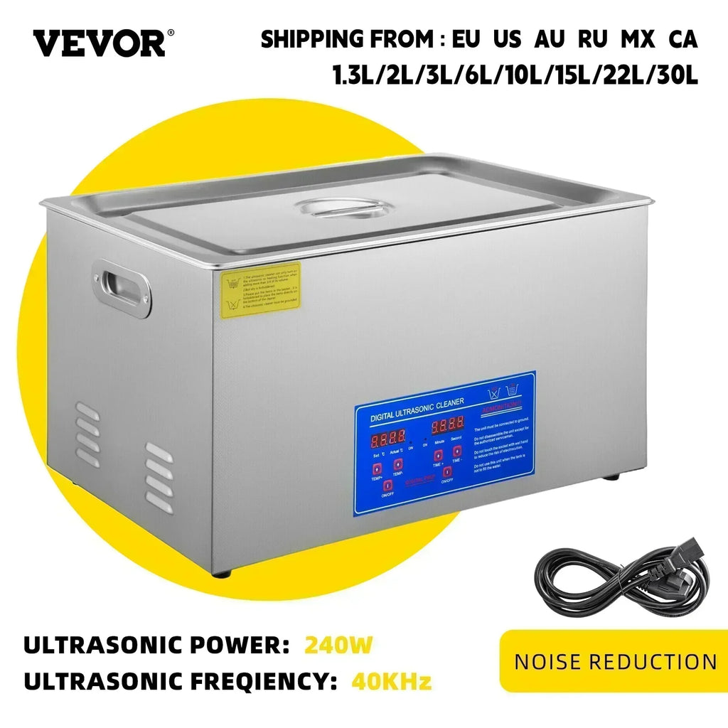 VEVOR 2L 3L 6L 10L 15L 22L 30L Ultrasonic Cleaner Lave-Dishes Portable Washing Machine Diswasher Ultrasound Home Appliances