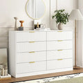 8 Drawer Dresser for Bedroom, Modern Fluted Double Dresser, 55" Wide Chest of Dressers, Mid Century Wooden Beside Table for Clos