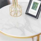 LUVODI Set of 2 Nesting Coffee Side Table Modern Accent End Table Metal Frame Round Sintered Stone Table Top for Living Room