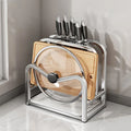 1pc Stainless Steel Knife Holder Kitchen Pot Lid Storage Rack Cutting Board Shelf Household Draining Rack Kitchens Accessories