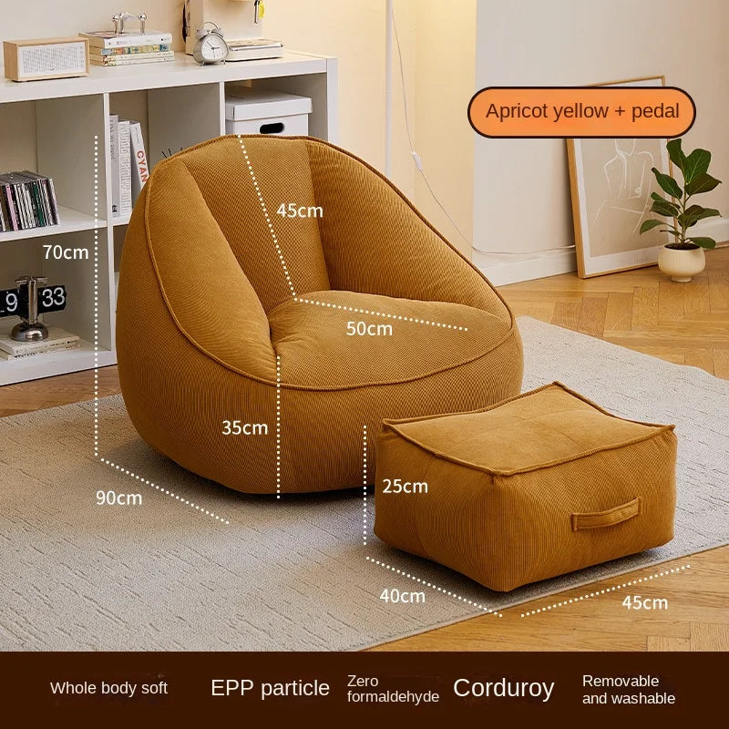 X&D Bean Bag Lazy Corduroy Comfortable Sofa Single Bed Tatami Bedroom Balcony Casual Lightweight Small Sofa Living Room 2024 New