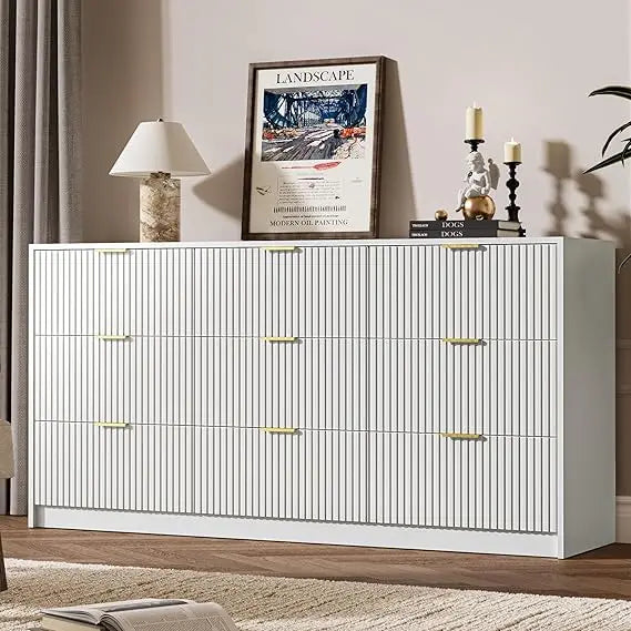 Black Dresser for Bedroom, 9 Drawer Double Dresser, Modern Chest of Drawers for Bedroom, Living Room, Entryway and Closet, 63" L