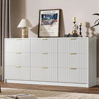 Black Dresser for Bedroom, 9 Drawer Double Dresser, Modern Chest of Drawers for Bedroom, Living Room, Entryway and Closet, 63" L