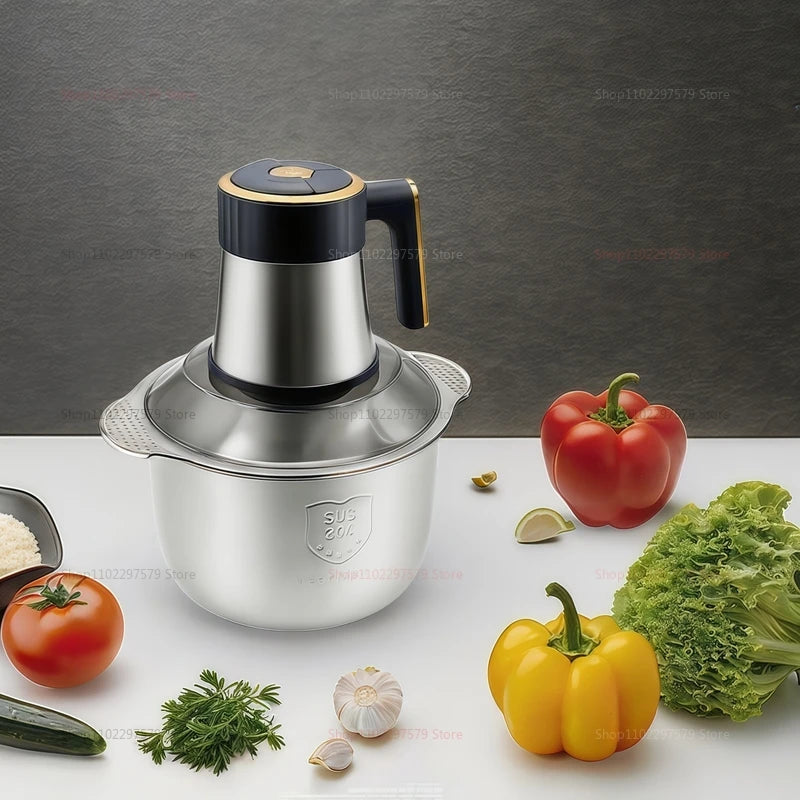 Electric Meat Grinder with Five-Speed Stainless Steel Food Processor Meat Vegetables Multifunctional Kitchen Food Shredder