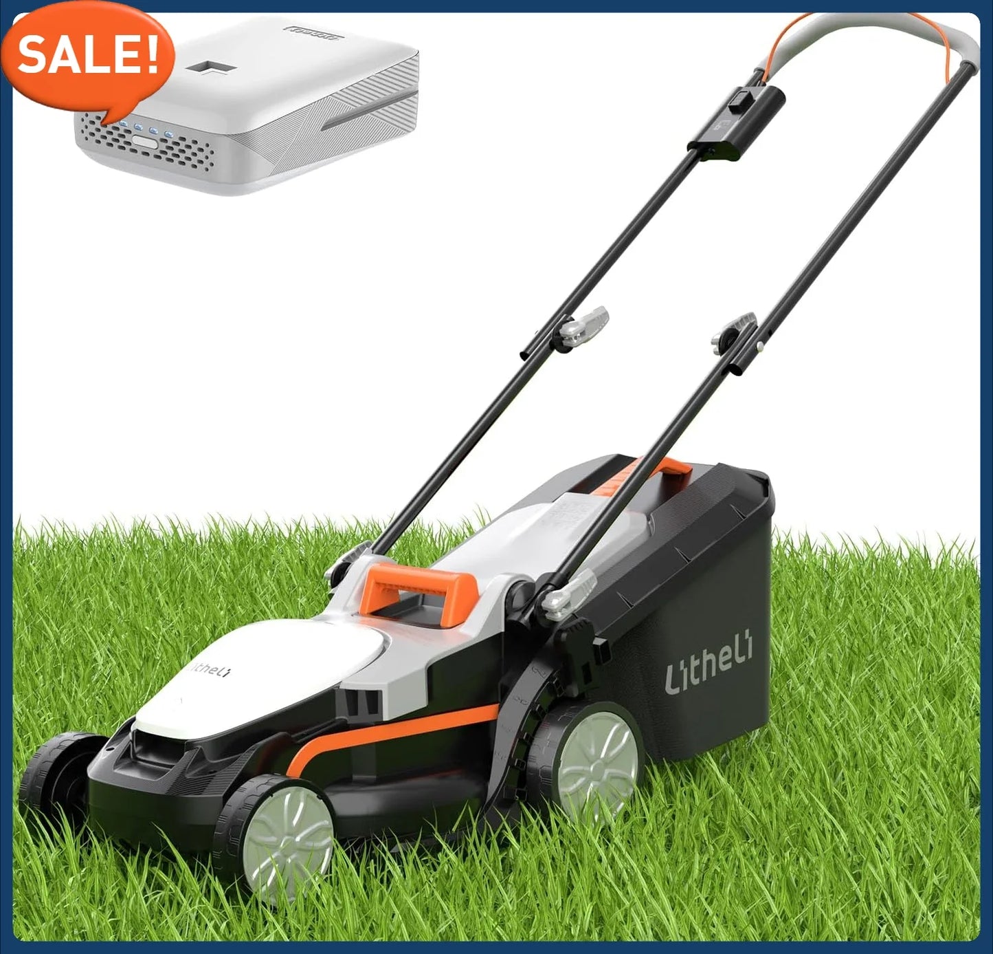 Cordless Lawn Mower 13 Inch, U20 Handy+ 20V Electric Lawn Mowers for Garden,5 Heights Adjustment,4.0Ah Portable Battery Included