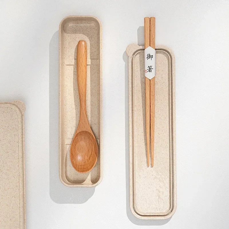Handmade Home Dinnerware Tableware Cutlery for Kitchen, Natural Wooden Spoon & Fork Dinner Kit, Rice Soups, Cereal Utensil
