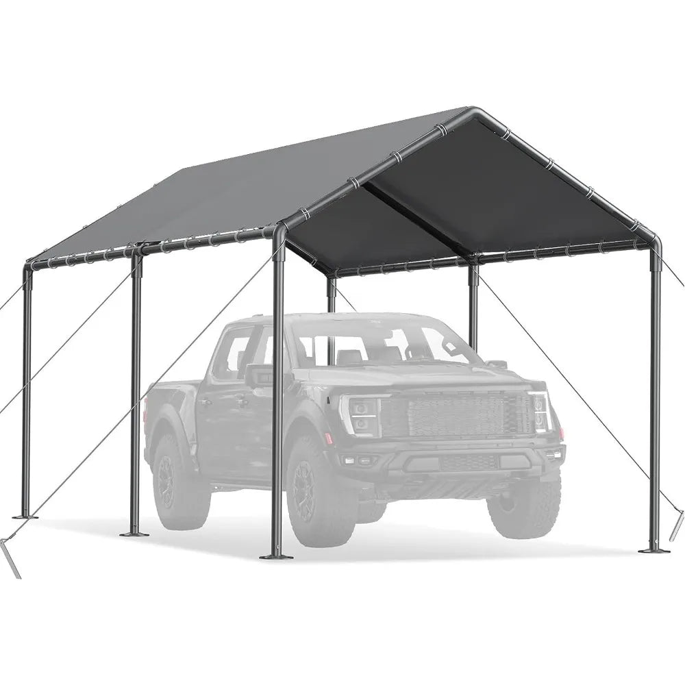 10x20 Heavy Duty, Metal Carport Waterproof Carports Garage Tent with 6 Steel Stakes Outdoor for Car Tuck Boat SUV Party
