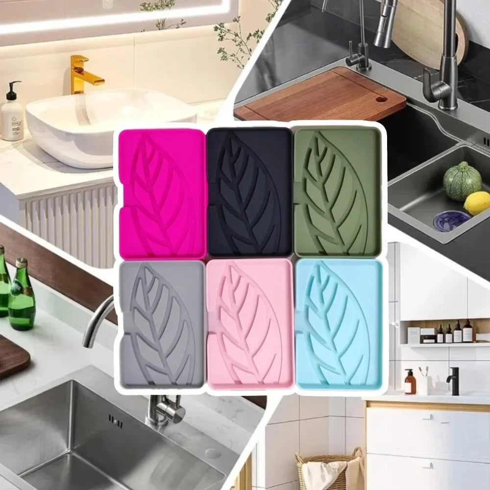 Kitchen Sink Sponge Holder Silicone Soap Dish Bar Soap Holder Self Draining Anti-slip Storage Rack Bathroom Kitchen Supplies