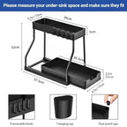 Kitchen storage rack - movable drawers, double-layer storage shelf, no drilling required, for home bathrooms