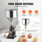 VEVOR 5-100ml Manual Paste Liquid Filling Machine Stainless Steel Adjustable Bottle Filler with Hopper for Water Juice Oil Honey