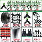 KESLA Greenhouse 5-50M Drip Irrigation System Automatic Watering Garden Hose DIY Micro Drip Watering Kits w/ Adjustable Drippers